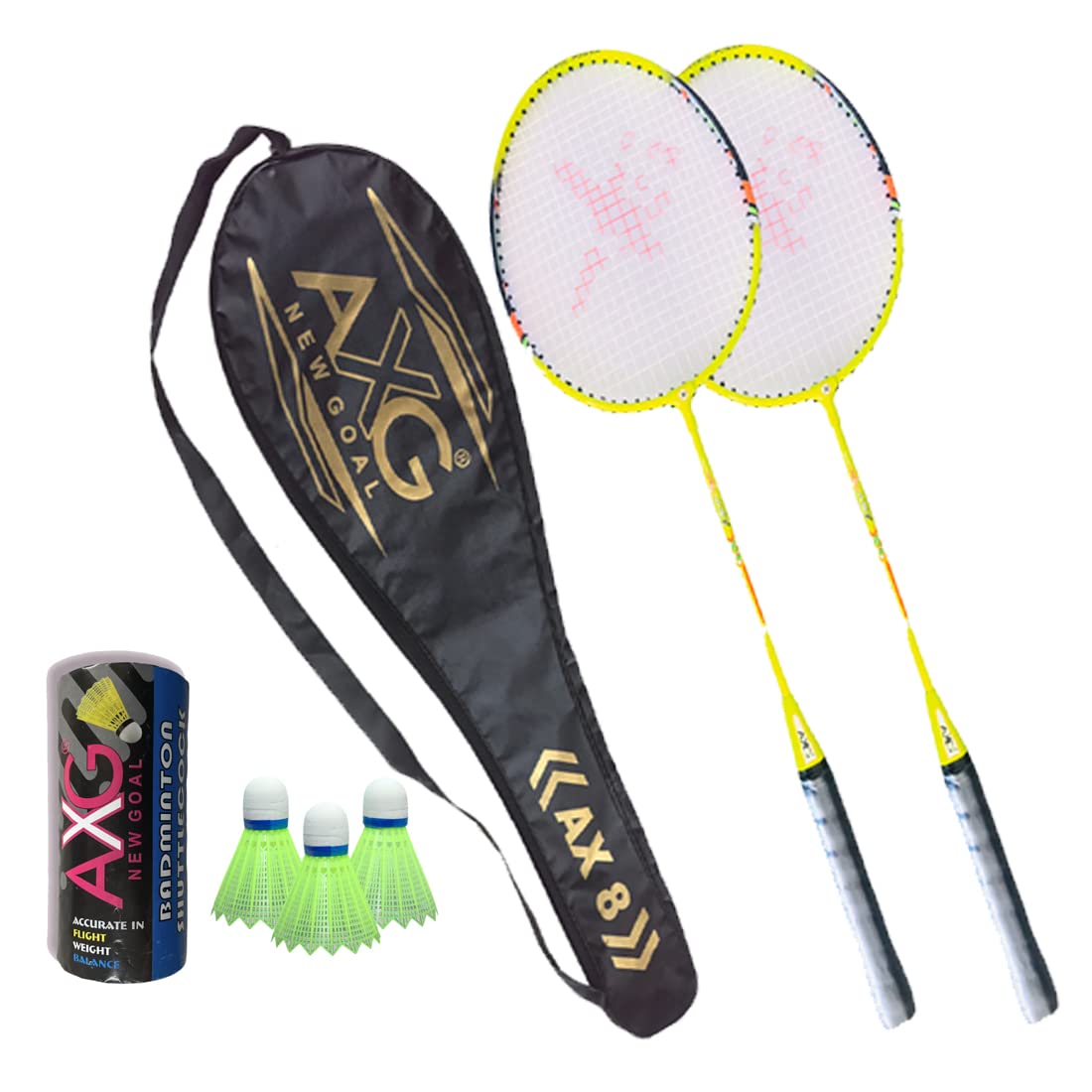AXG NEW GOAL Inescapable Aluminium Badminton Racquets (Set of 2) 3 Plastic Shuttles and Cover Badminton Kit (Green) (B0B3TGVHMT) Amazon Price History, Amazon Price Tracker