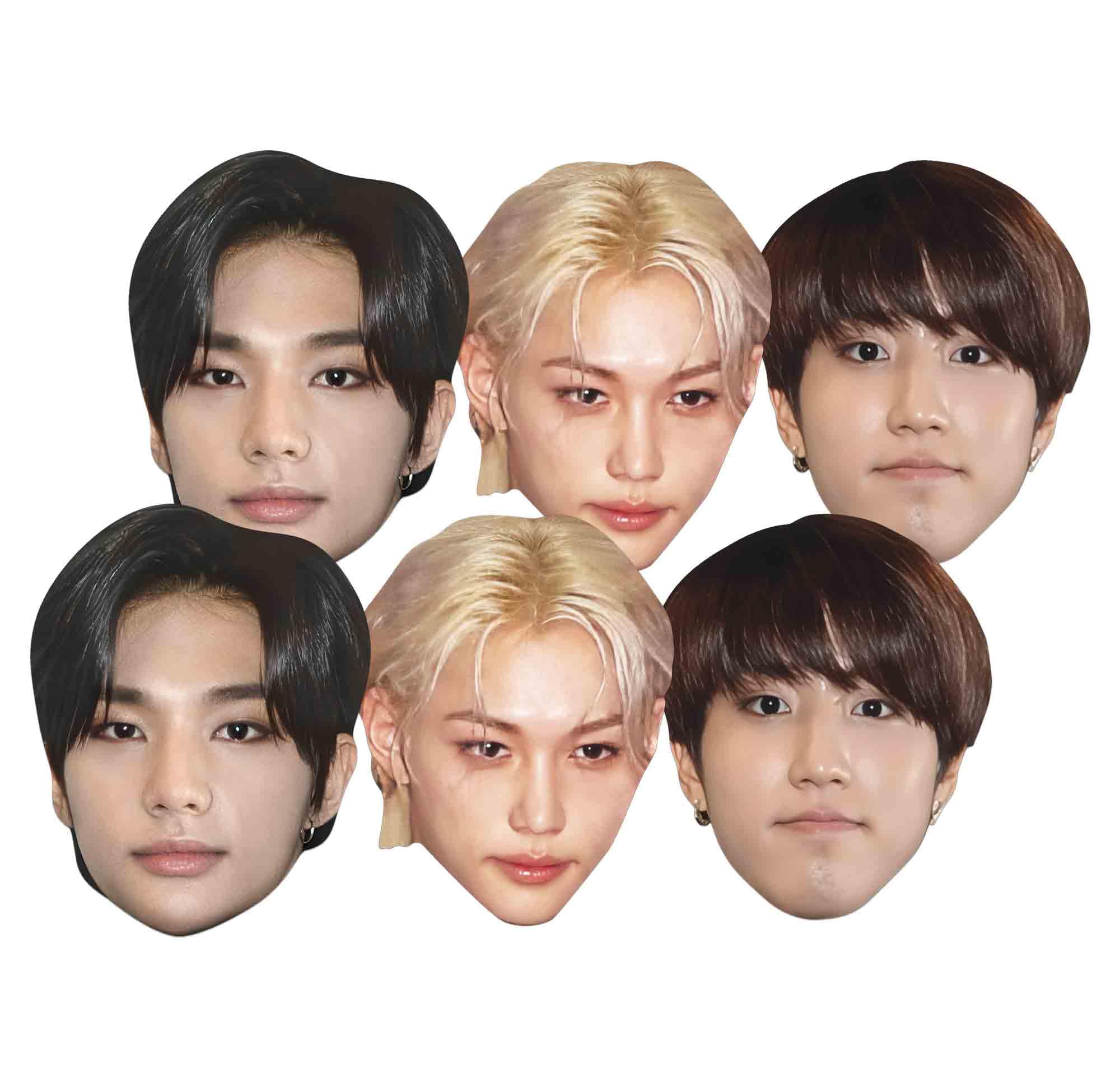 CMP21 Stray Kids Six Cardboard Face Masks - 2 x Felix, 2 x Han, 2 x Hyunjin