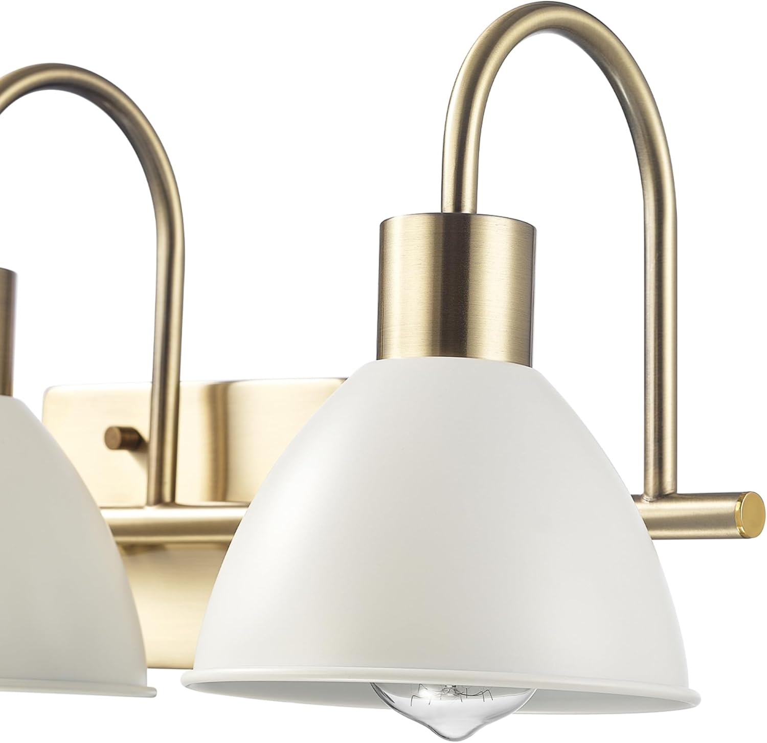 Globe Electric 63000056 24" 3-Light Vanity Light, Matte Brass Finish, Matte White Metal Shades, Bathroom Décor, Home Décor, Home Improvement, Makeup Lighting, Beauty Room Accessories