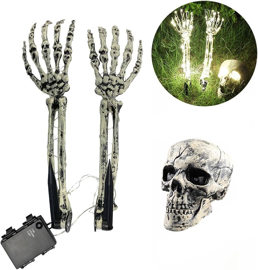Amazon.co.jp: IPT 光る ドクロ ＆ 骸骨の腕 セット ガイコツ 頭