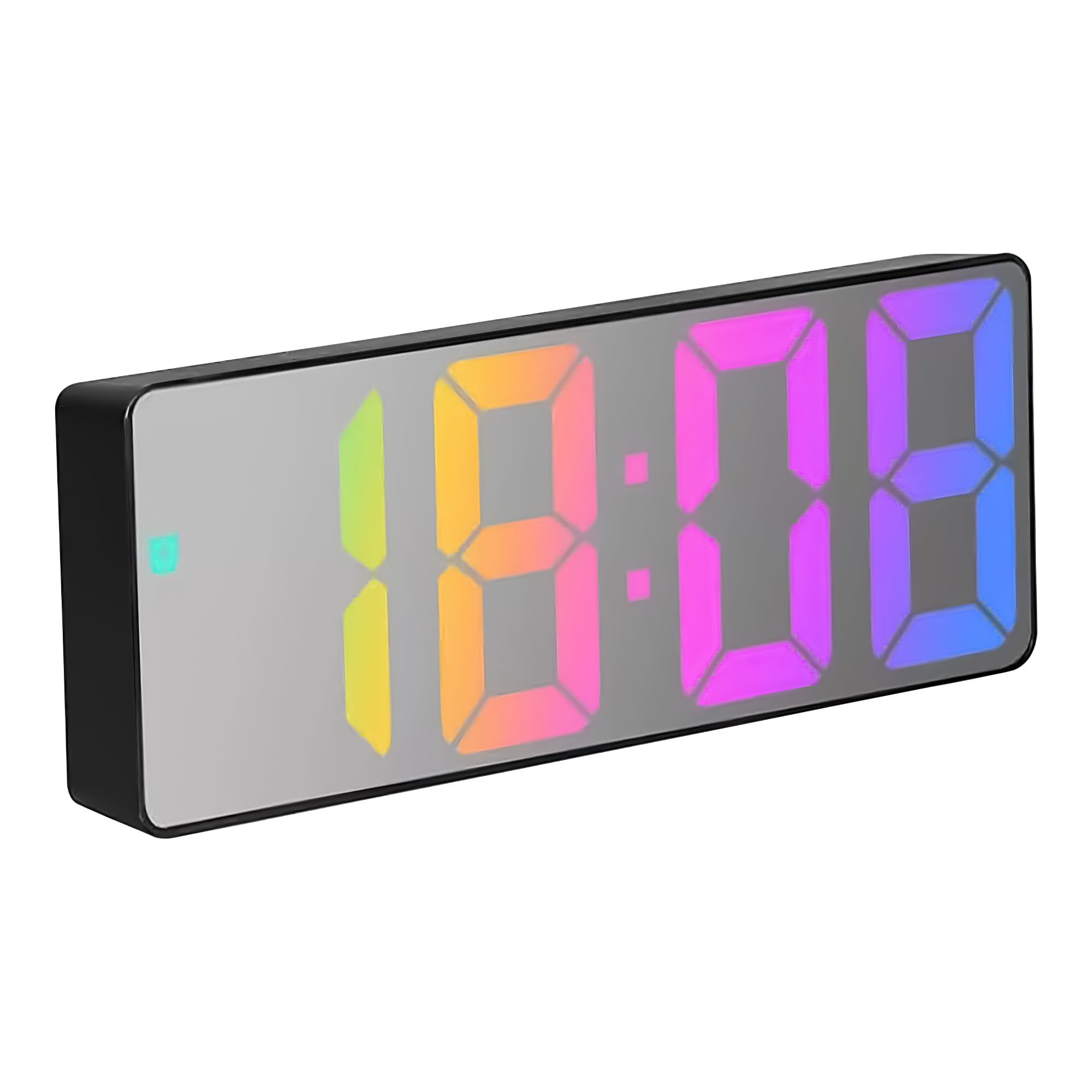 FATASH Digital Alarm Clock with Adjustable Brightness & Snooze Function | Non Ticking Battery & USB Powered LED Display Time Date Temperature | Mirror Finish Design for Bedroom Office Travel P-Light