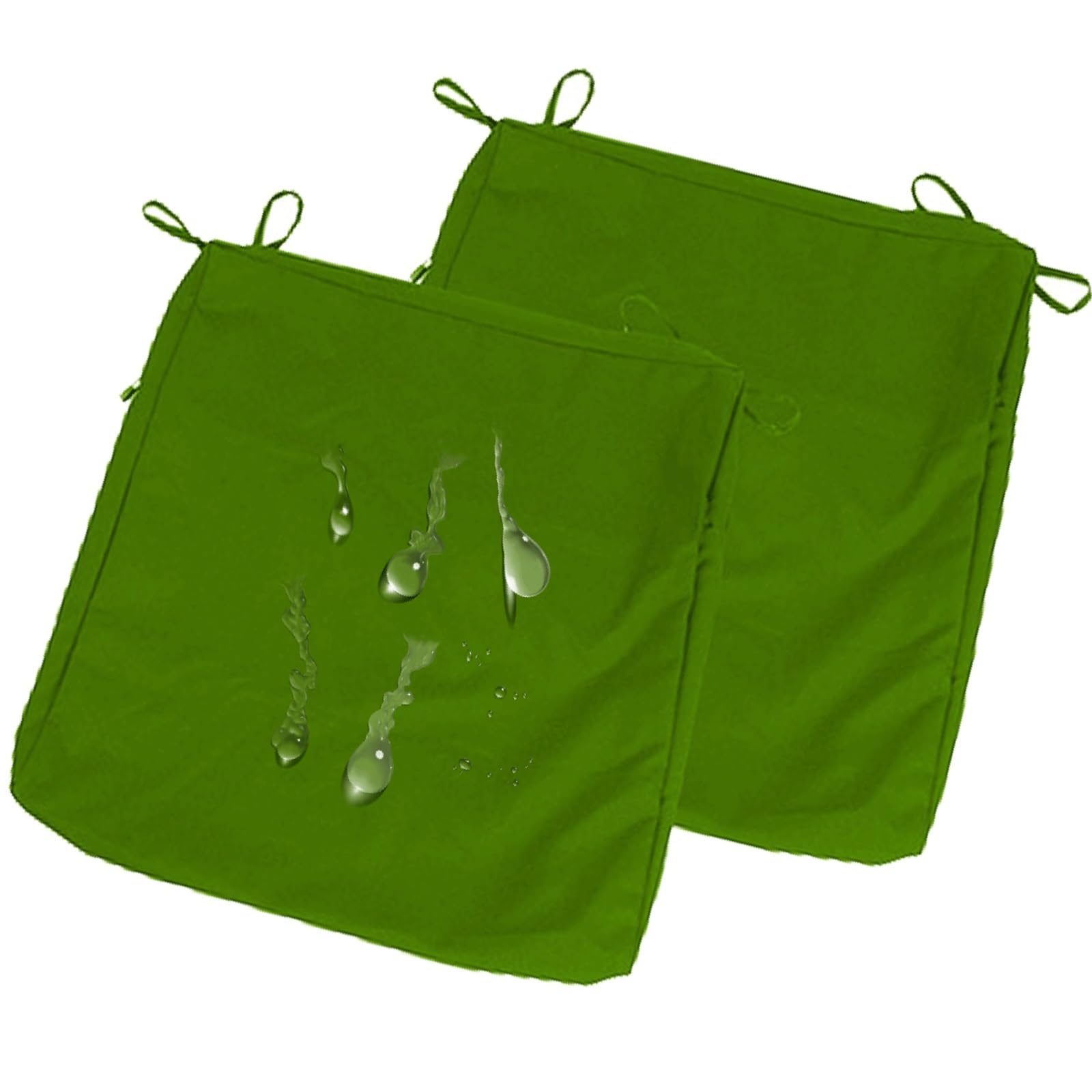 uyeoco 2-Pack Waterproof Sofa Seat Cushion Covers with Zipper, 60x60cm & 55x55cm, Chair Seat Pads Cover for Indoor & Outdoor Patio Rattan Furniture(Grass green,47x40x10cm)