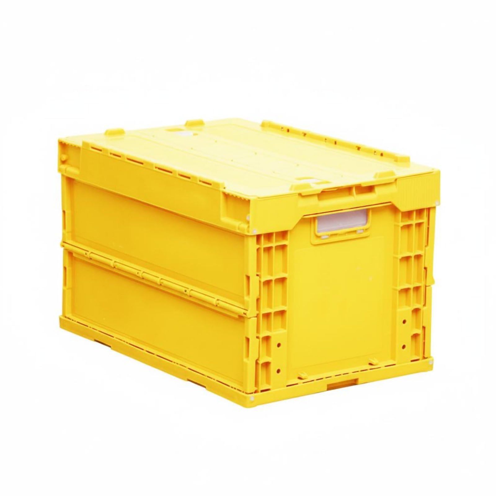 Faltbare Aufbewahrungsbox Klappkiste Transportbehälter Struktur Verstärkt Zusammenlegbar für Haushalt Warenlager Transport Vorratshaltung, Gelb