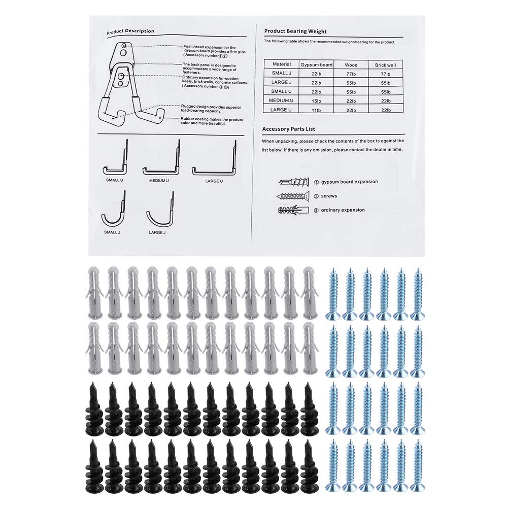Ganci da Garage da 12 Pezzi Ganci Portaoggetti Organizzatore da Parete per Attrezzi Elettrici Corda Pala Bicicletta, Rivestimento in PVC, Supporta Fino a 88 Libbre, per Officina Garage, Ferro