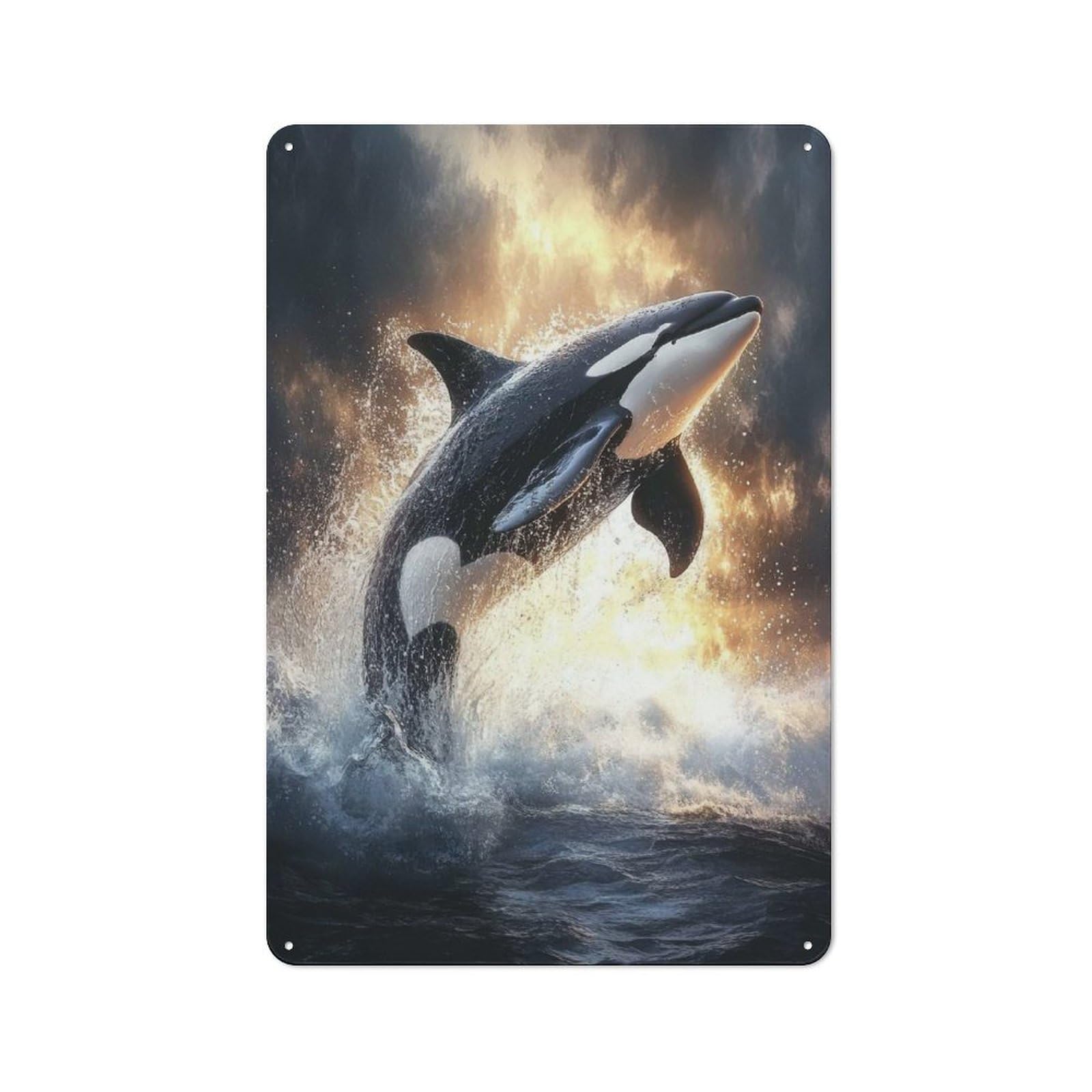 Junmoney Orca Whale Jump Out Water For Hobby Room Or Studio, Rustic Metal Sign 30X20cm, For Creative Interior Collectors Refreshing A Room In Autumn