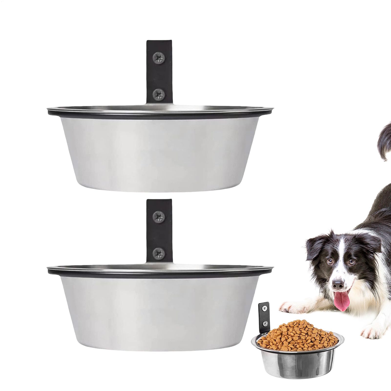 Confezione da 2 ciotole per animali domestici da parete, in acciaio inox, regolabili, per cani e gatti, ciotole rialzate pieghevoli per cibo e acqua per cani, gatti, conigli