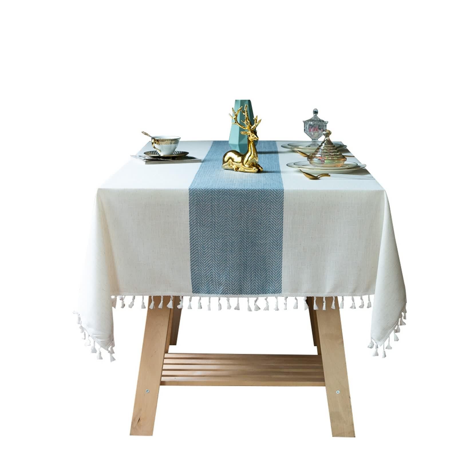 Tovaglia Cucina Blu, Tovaglia Tavolo Compleanno Poliestere Nappe A Strisce Copritavolo 140X260CM per Soggiorno
