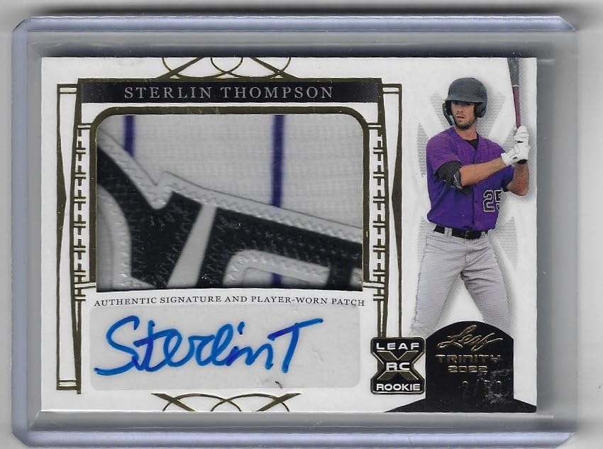Sterling Thompson Autographed & Serial Numbered #2/50 Leaf Trinity X Rookie Card Collectible Baseball Card - 2022 Leaf Trinity Baseball Card #PA-ST1 (Rockies)
