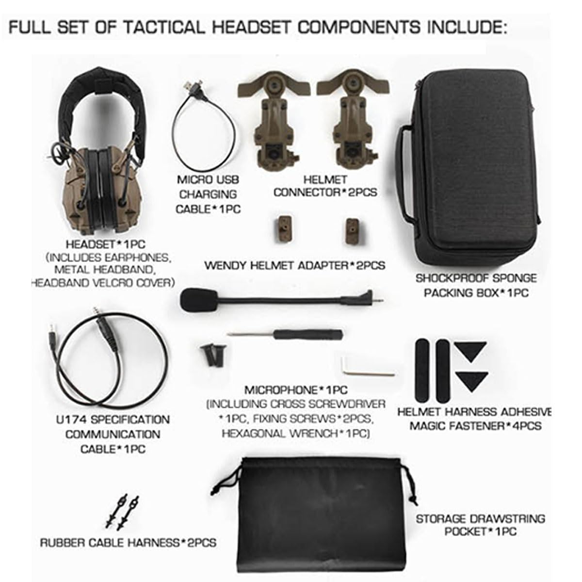 Casque Tactique avec Réduction du Bruit, Protection Auditive Et Coussinets en Silicone, avec Micro Amovible