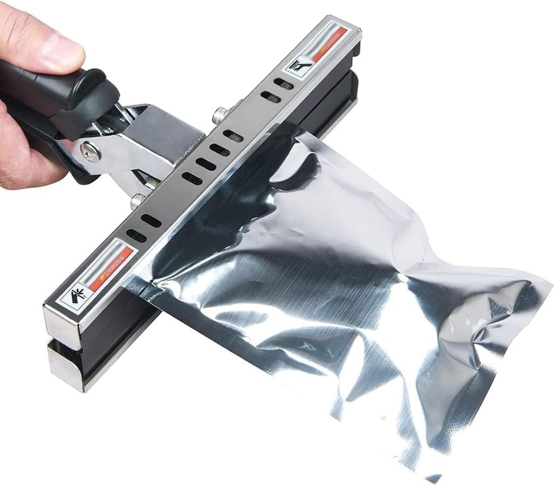 Sigillatore sottovuoto tenuto in mano per sacchetti in carta kraft Mylar, sigillatore a doppia faccia per la conservazione degli alimenti