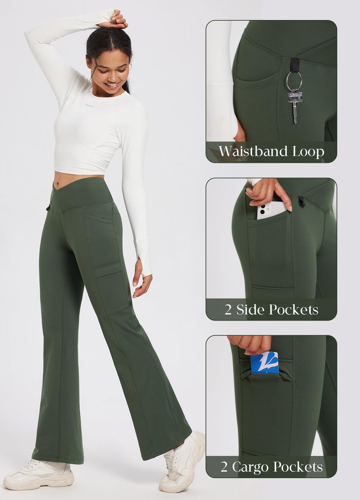 BALEAF Pantaloni da trekking da donna, impermeabili, antivento, termici, con tasche, primavera, autunno, XS-3XL
