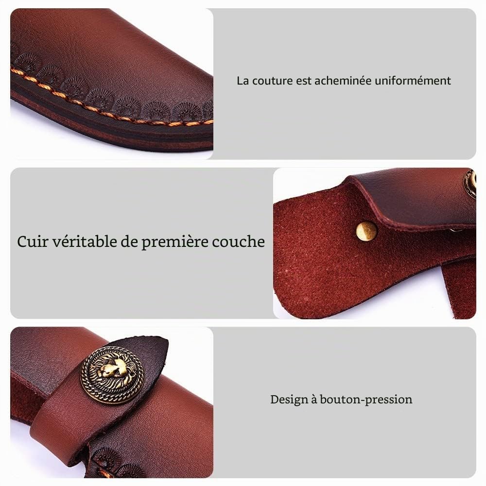DONGKER Gaine de Couteau en Cuir, Etui Droit de 17,5 cm, Housse Vintage Avec Boucle de Ceinture Pour Protéger