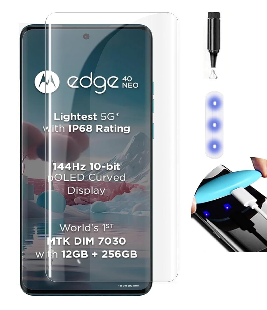 NISHTECH Advanced HD+ Curved UV Tempered Glass Screen Protector Designed for Moto Edge 40 5G, Edge 40 Neo 5G || Full Screen Coverage with Easy Installation Kit (Anti-Scratch)