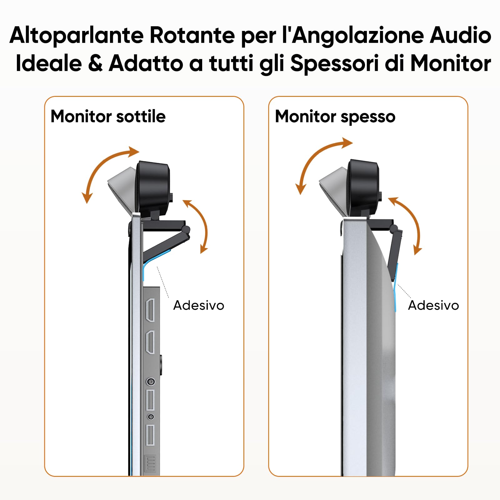 Inwa Cassa per PC USB con Microfono - Altoparlante Regolabile da Monitor Senza Ostruzione dello Schermo, Altoparlante Computer Stereo per Laptop, Desktop e PC, Plug and Play per Riunioni