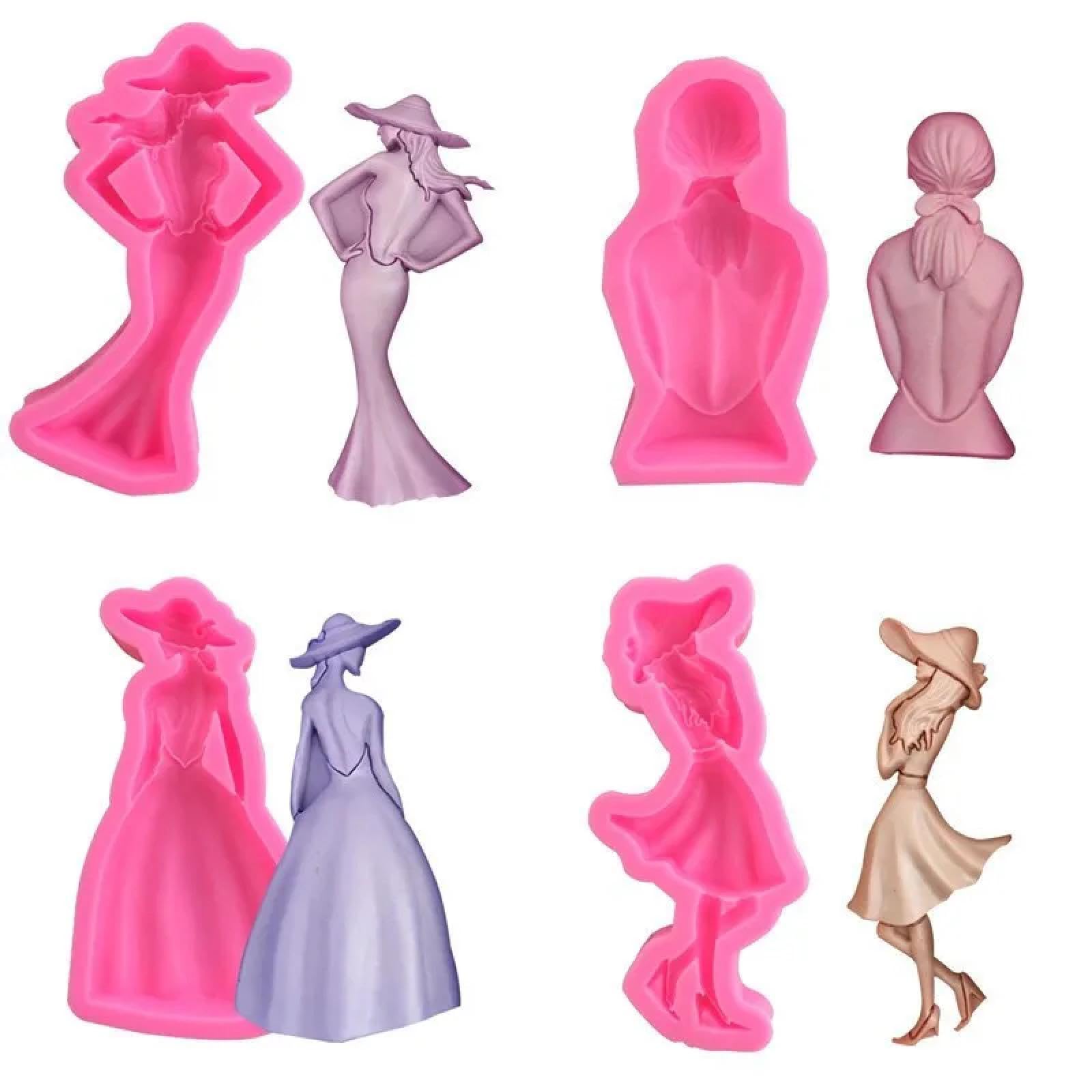 Moldes de resina epoxi, diseño de cabeza de niña con forma de cuerpo, molde de silicona para fondant, decoración de tartas, 16 x 9 x 2 cm