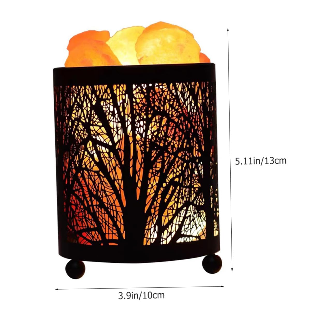 Lampe Décorative de Table en Sel de L’himalaya, Fer Noir, Cylindre