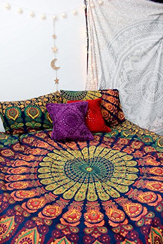 Tapeçaria de mandala de pavão grande mais vendida por Jaipur Handloom – Um hippie perfeito, boêmio,