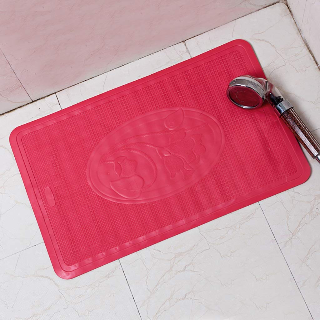 Tapis de bain caoutchouc contre les glissades douche extra long rouge à ventouses