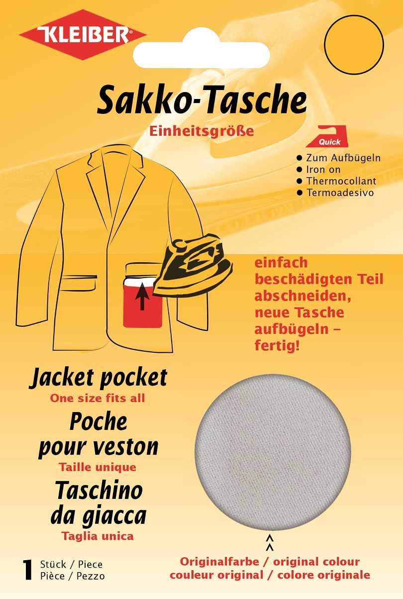 Kleiber Grey Iron-On Jacket Pocket Repair, Light