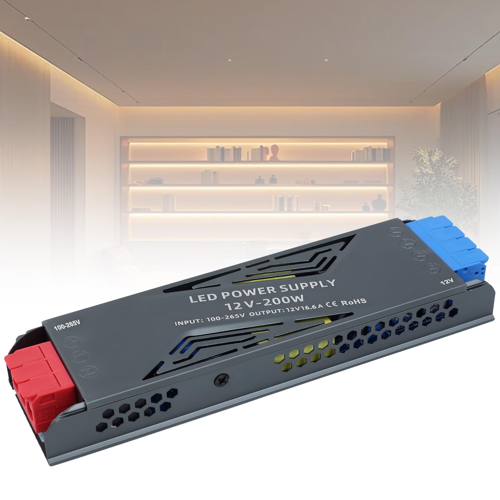 SUCIKORIO 12V Netzteil LED Trafo 200W Transformator AC 230V auf DC 12V 200W 16,6A Schlank Konstante Spannung LED Treiber Netzteil 12V Ultra Dünn Niedervolttrafo für LEDs Streifen, Innen