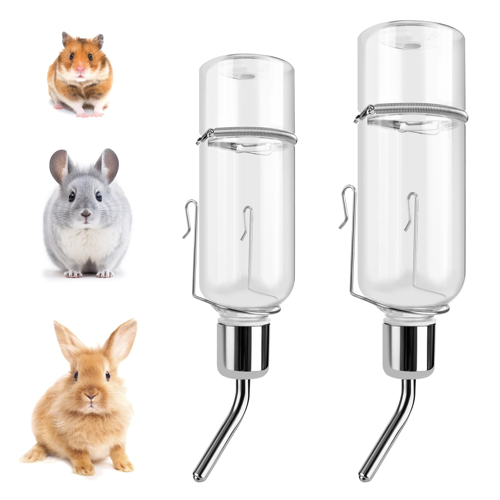 2 x Hanging Water Bottle for Rodent Rabbit Hamster Guinea Pig 180ml/350ml