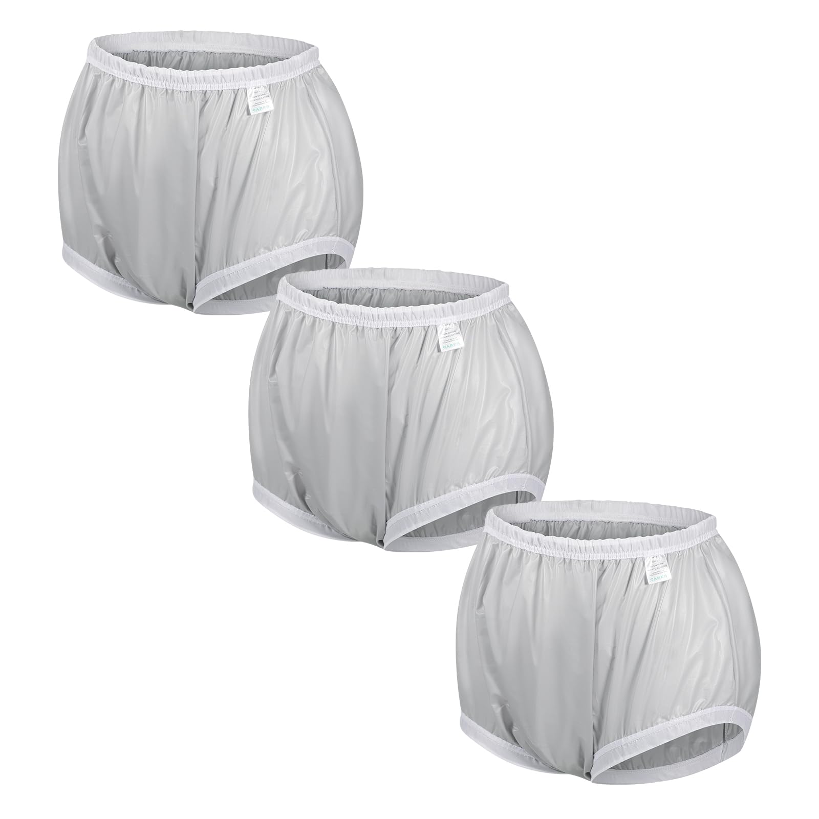Carer Confezione da 3 Copripannolini per Adulti Biancheria Intima Antiperdita per Incontinenza Silenzioso Impermeabile Lavabile Riutilizzabile Unisex Grigio Taglia L