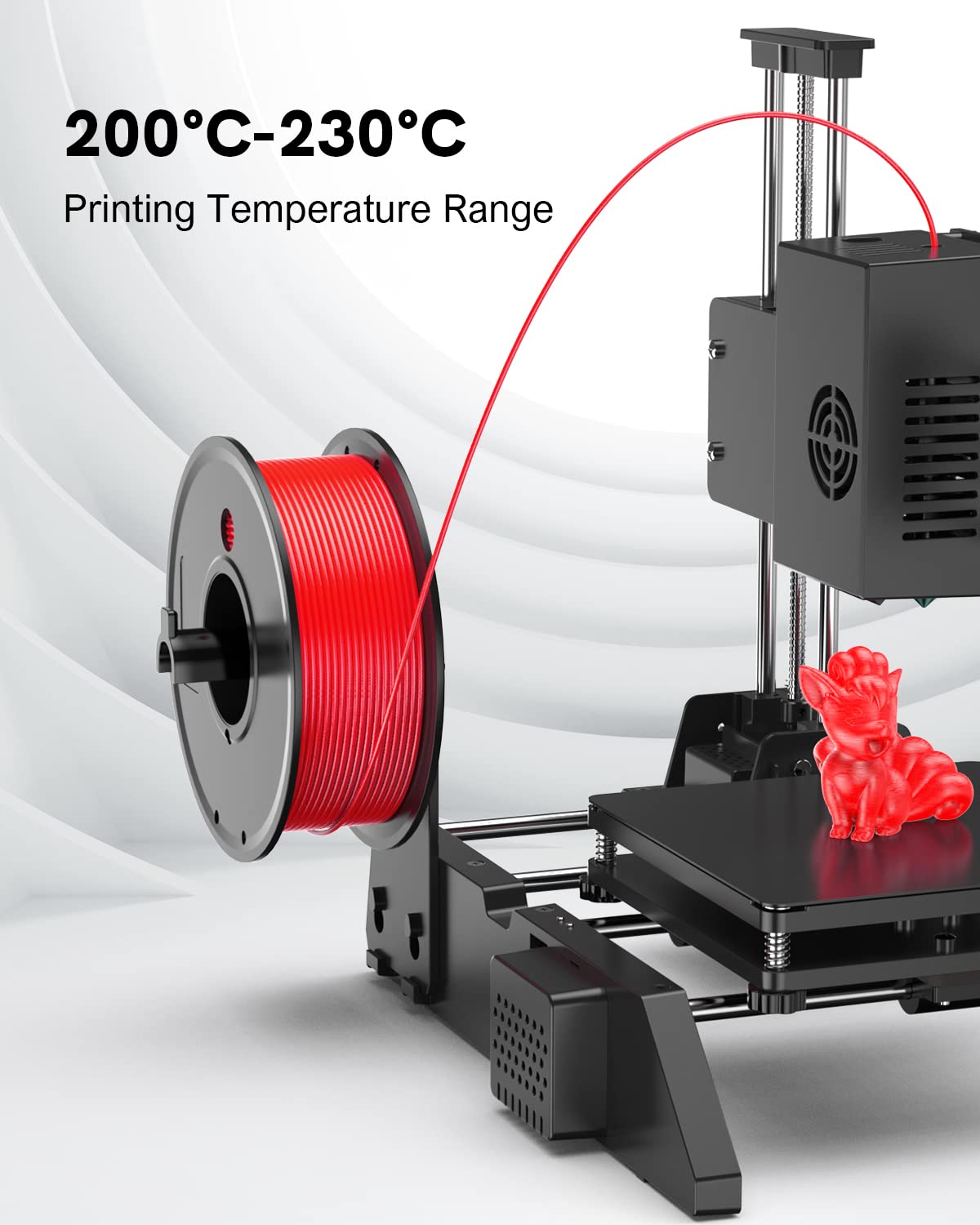 Xute PLA 3D Printer Filament, PLA Filament 1.75mm (4 * 250g)for 3D Printer, Dimensional Accuracy +/- 0.02mm, Vacuum Packaging, Includes Black White Red and Blue