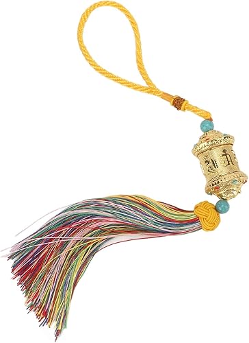 Adornos budistas para colgar en el auto, rueda de oración budista, adorno de Feng Shui, decoración para el hogar, coche, colgar en el espejo