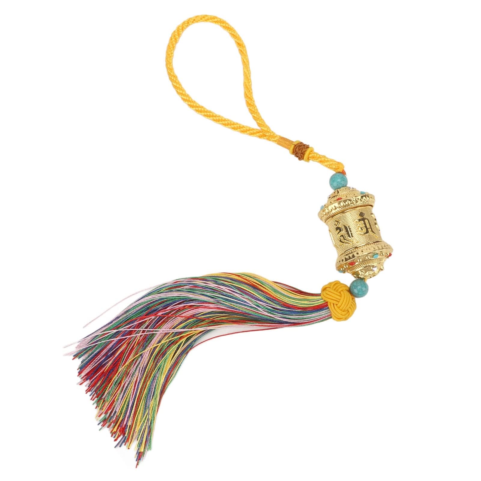 Buddhist Prayer Wheel Car Hanging Ornaments Feng Shui Ornament Decoration for Home Car Hanging On Rearview Mirror Bag Key Chain or Home to Pray for Peace