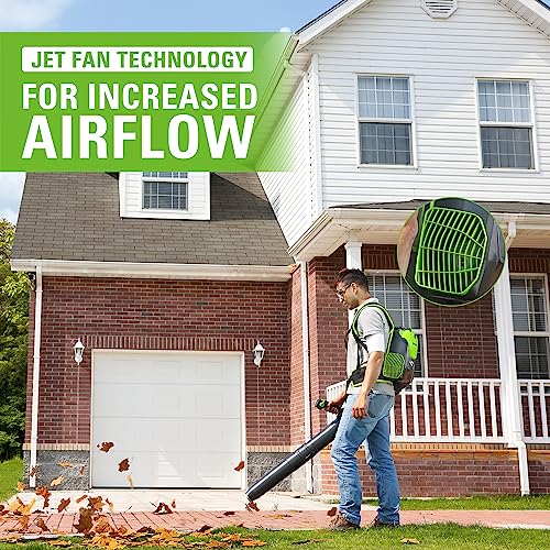 Image of Greenworks 40V (165 MPH / 660 CFM / 75+ Compatible Tools) Cordless Brushless Backpack Leaf Blower, 8.0Ah Battery and Charger Included, Green