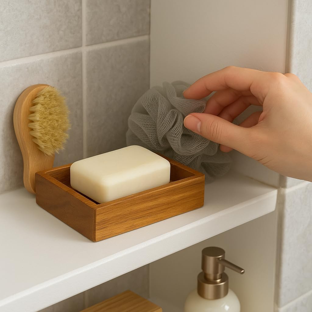 Creative Home 63068 Acacia Bath Rectangular Soap Dish, Soap Tray, Holder