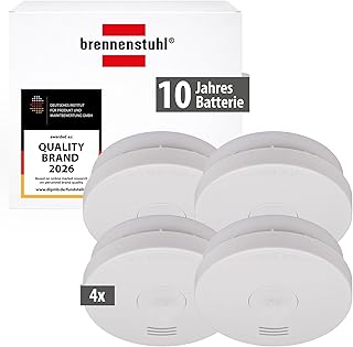 Brennenstuhl Rauchmelder Set, 4X RM L 3100 mit integrierter Batterie (geprüft und Zertifiziert nach VDs DIN EN 14604) weiß