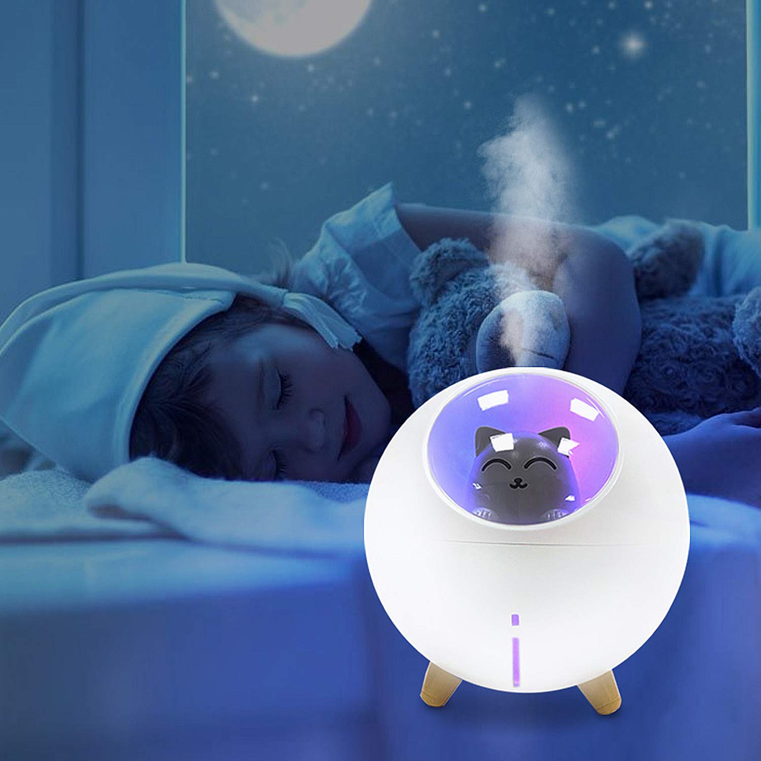 Mini nawilżacz, przenośny nawilżacz ultradźwiękowy USB, nawilżacz środowiskowy z funkcją lampki nocnej, cichy nawilżacz dla dzieci, dom, biuro, sypialnia/630/3027
