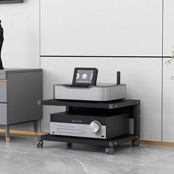 Audio-video shelving Stereo Stand Modern Audio-Video Media Stand Design AV Media Stand Audio Rack Tower for Record Player Stereo Cabinet Audio Rack Tower for Living Gaming Recording RoomBlack,50*40*3