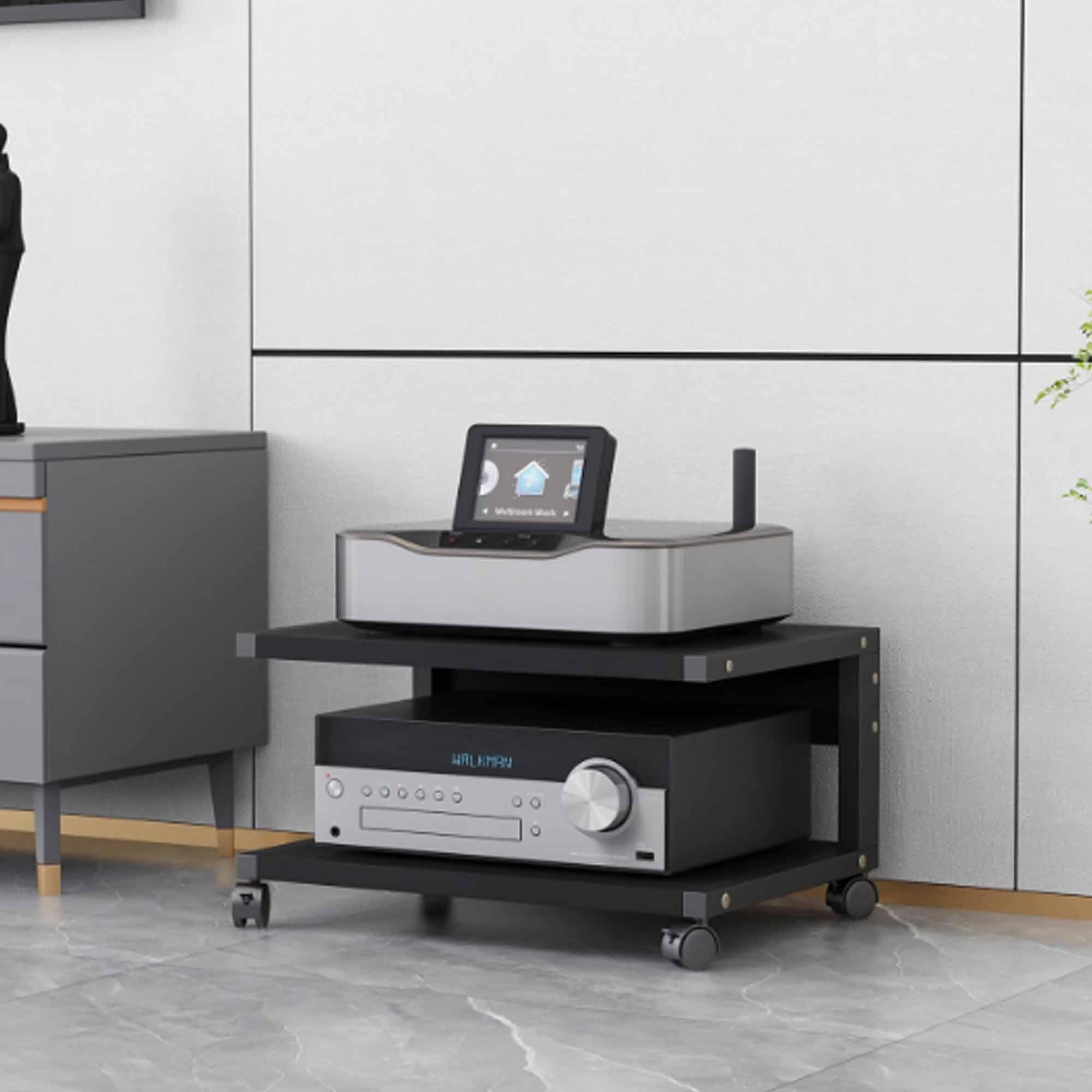 Slish Ma Tower Rack AV moderne pour tourne-disques, consoles de jeu et divertissement à domicile – Armoire Sto polyvalente pour salon et studio – Design peu encombrant