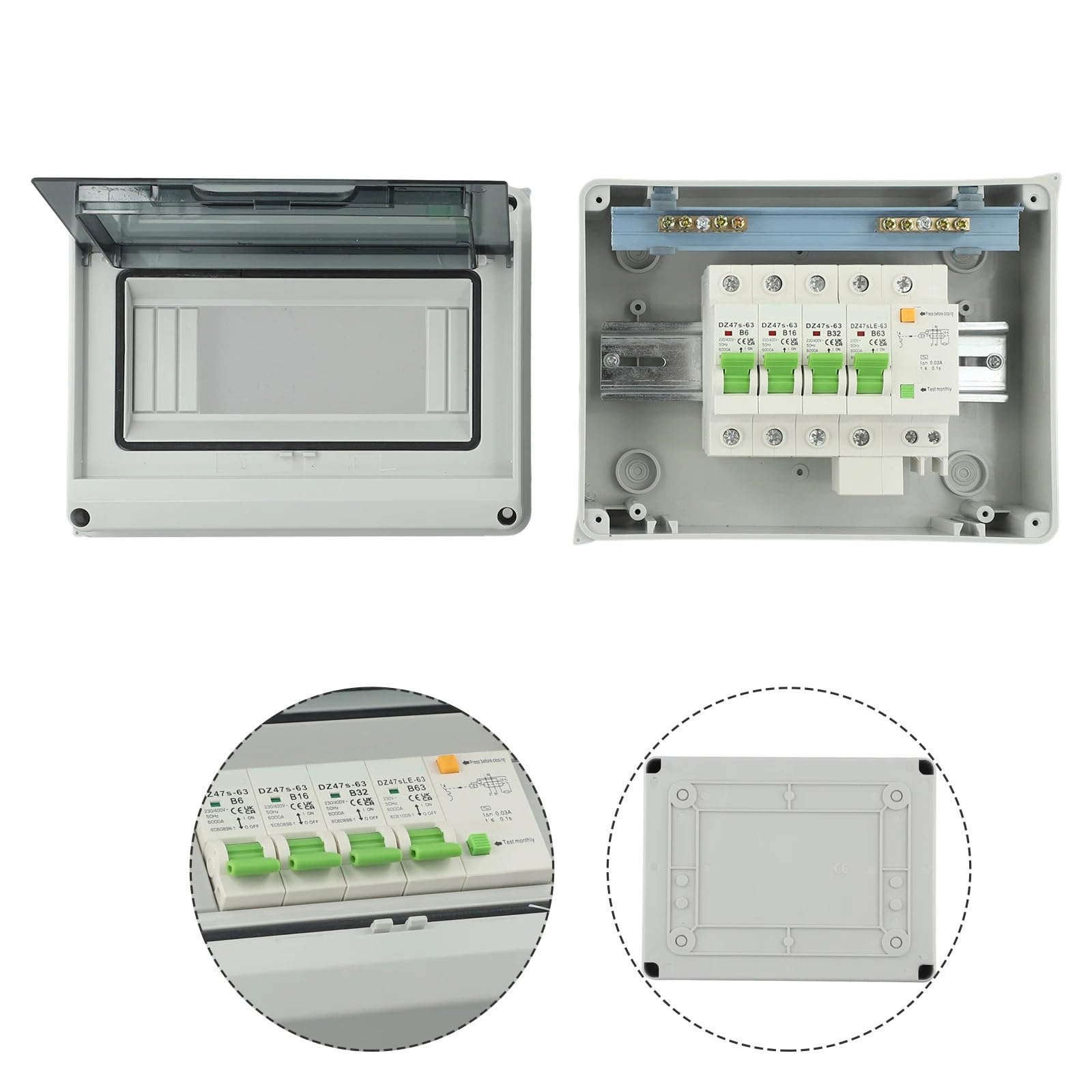 Caja Electrica,Caja Distribucion Electrica Caja de distribución impermeable 3 vías, disyuntores protección contra fugas 63A AC220V, suministros equipos eléctricos for mejorar el hogar