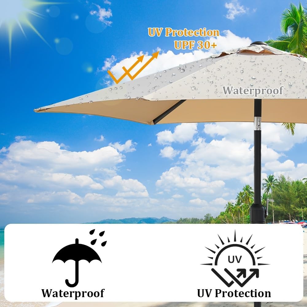 Garden & Beach Umbrella Canopy Replacement, 6.5FT/2.0M to 11.5FT/3.50M, Yard Umbrella Replacement Top Cover, 6-Rib/8-Rib Parasol Polyester Fabric, Canopy Only