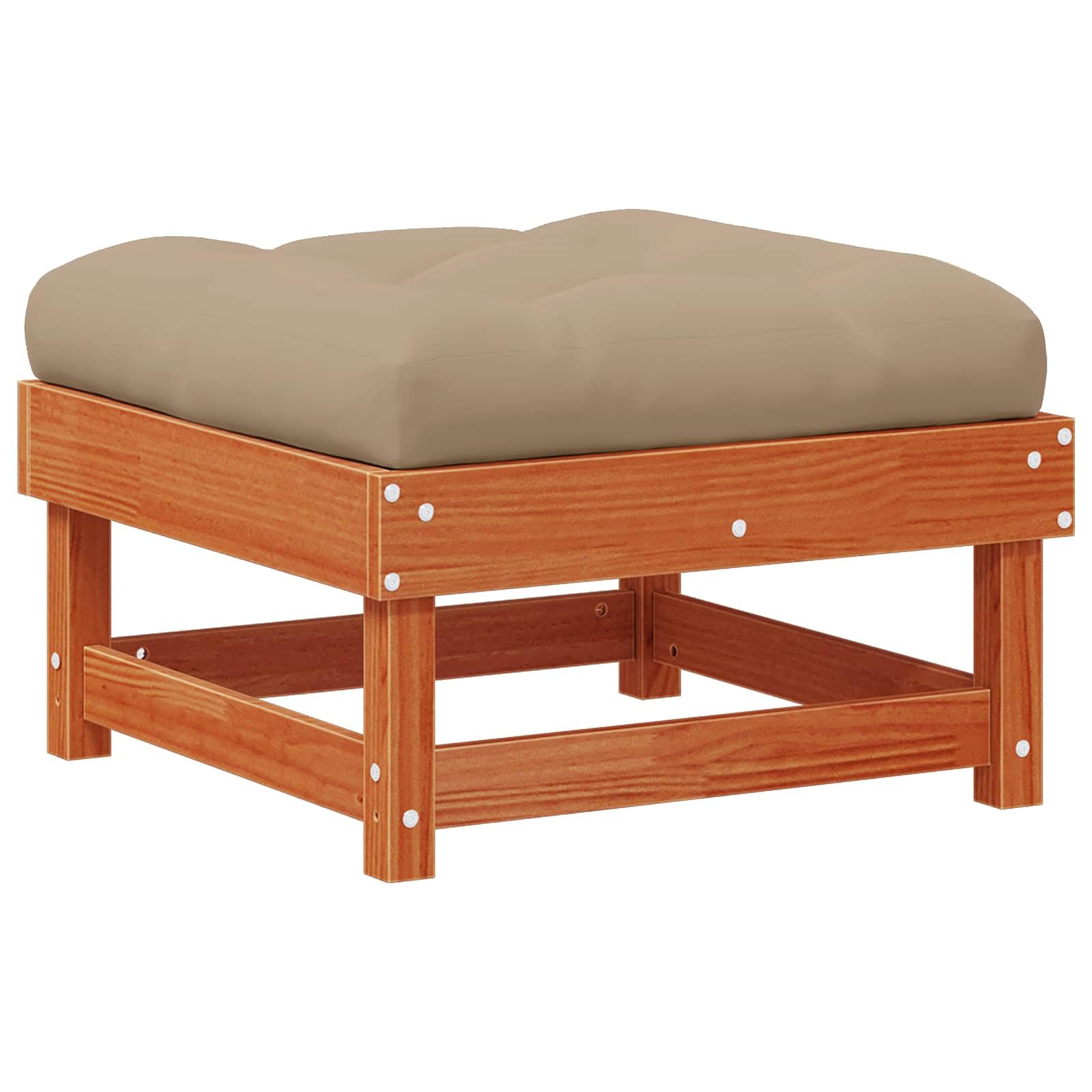 Reposapiés de jardín de madera maciza de pino con suelo de cera, juego de 2 unidades, 61 x 60,5 x 30 cm, módulo Lounge ampliable para terraza, balcón, exterior relax