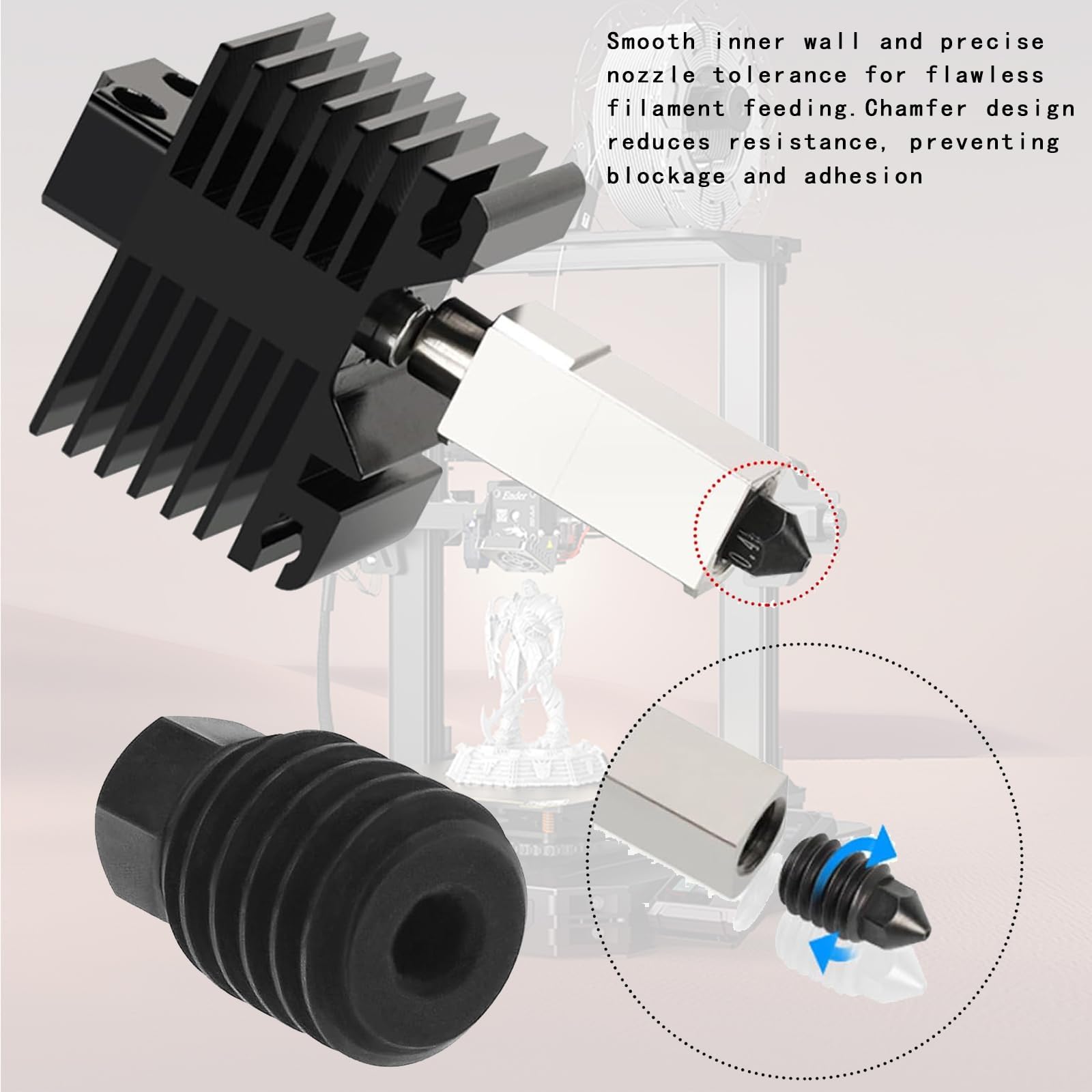 Dysze ze stali hartowanej, 0,4 mm, do Bambu Lab X1C, X1E, P1P, P1S, 3D Printers HighTemperature Upgrade Hotend Nozzle do filamentu BambuLab 1,75 (do 500°C)