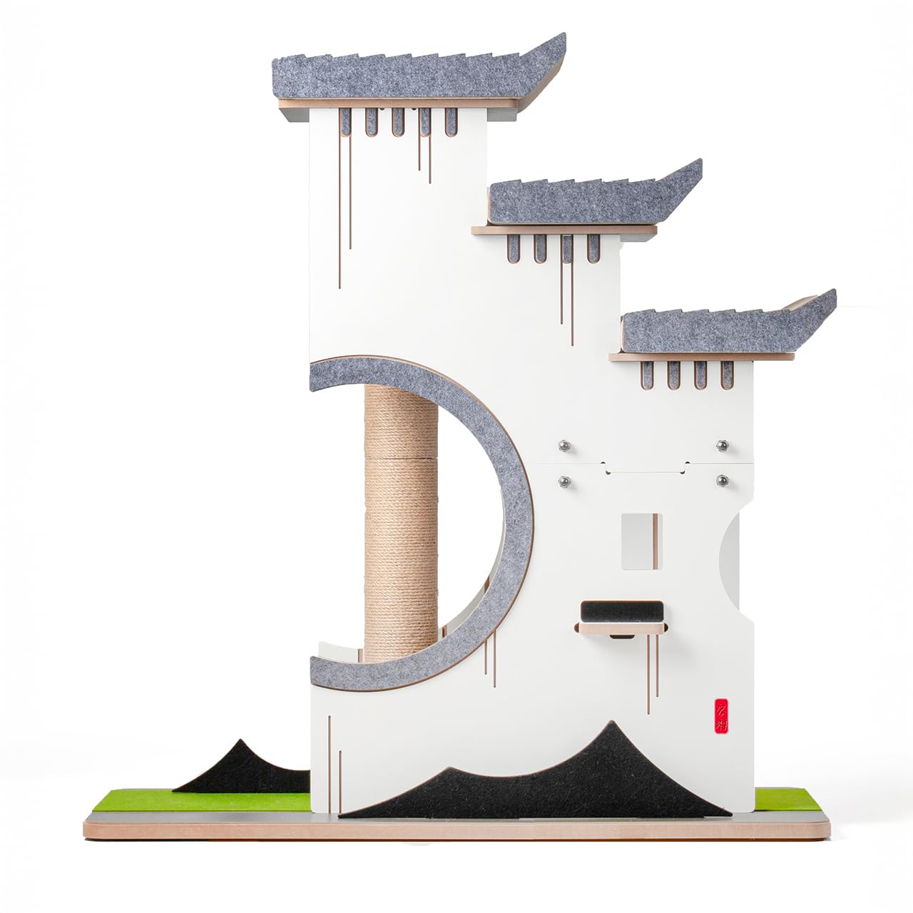 CanadianCat Company | Kratzbaum Katzenmöbel Château Tatzberg - Sisal Kratzflächen, Kuschelhöhle & Klettermöglichkeiten, 89x38x90 cm, Robustes für Wohnung, modernes alpines Wohndesign