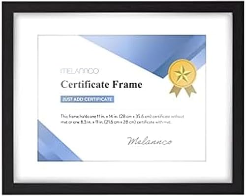 Melannco Juego de 2 marcos de madera mate negra de 15 x 12 pulgadas, cada marco muestra un documento de 8.5 x 11 pulgadas