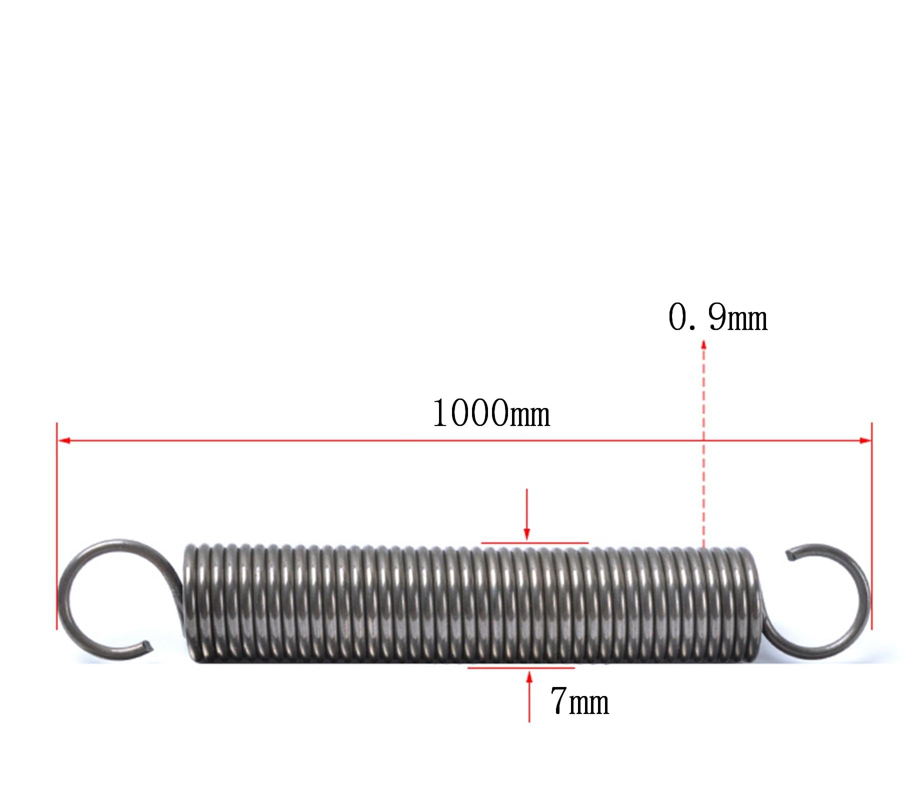 GorkeM 5 szt. podwójne sprężyny napinające hak, 0,9 x 7 x 1000 mm, średnica drutu 0,9 mm, średnica drutu 0,9 mm, średnica zewnętrzna 7 mm, długość swobodna 1000 mm, stal sprężynowa sprężyna sprężynowa