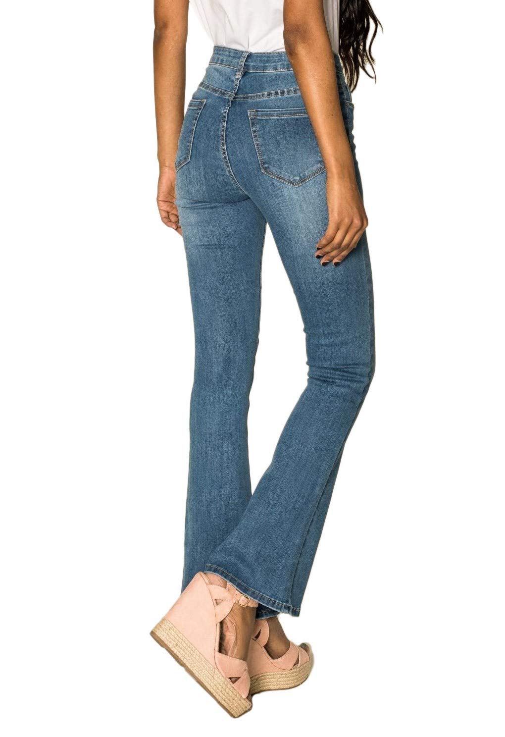 Nina Carter P079 - Pantalones vaqueros para mujer, corte acampanado, con cremallera, aspecto desgastado