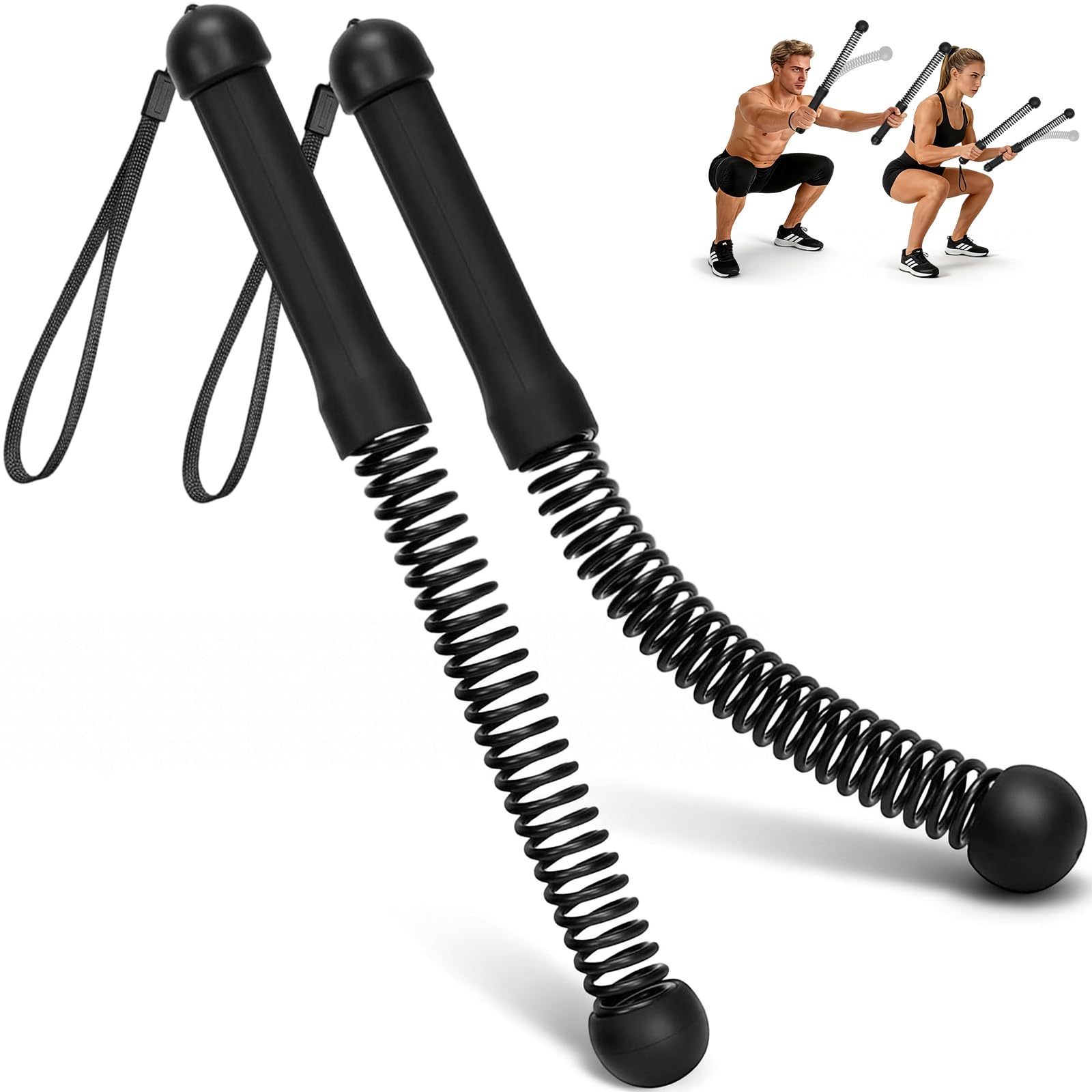 2 Pcs Ropeless Battle Ropes, Weighted Exercise Rope, Portable Battle Ropes for Men & Women, Cordless Fitness Equipment for Home, Gym, Indoor, Outdoor, HIIT, Cardio, Strength, Training, Workout(Black)