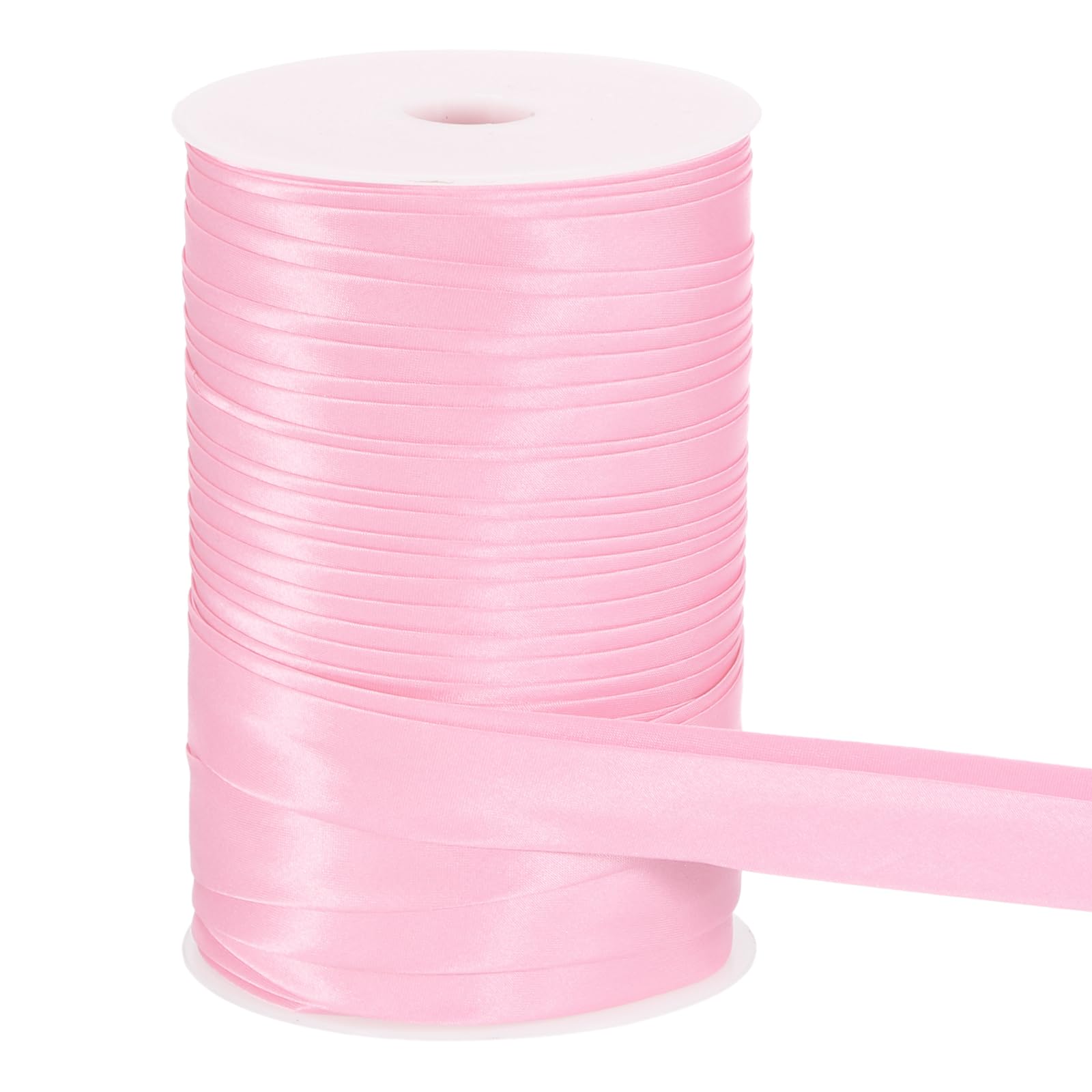 sourcing map Double Fold Bias Tape for Sewing, 1 Inch x 55 Yards Satin Bias Binding Tape Continuous Bulk for Quilting Binding Seaming Hemming Fabric Piping DIY Craft, Light Pink