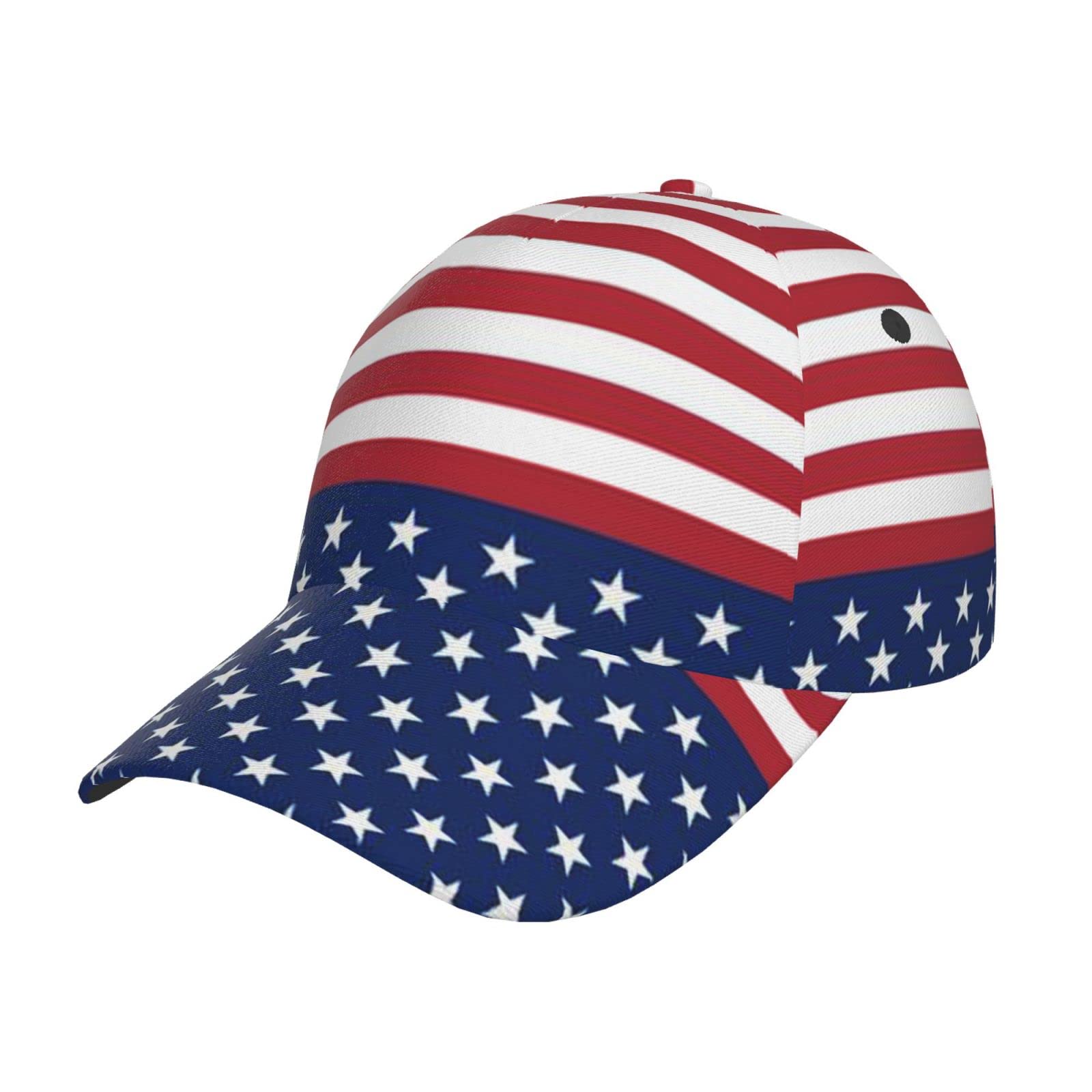 NEZIH Unisex Snapback Washed American Flag Stars Stripes Print Baseball Cap for Men Women - Adjustable Dad Bill Hat