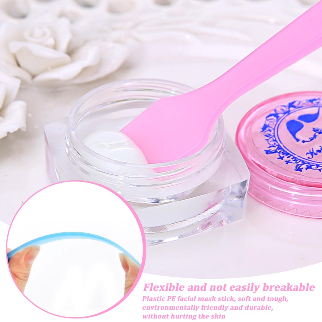 Set e kit da trucco, 12 pezzi di spatola per il trucco in plastica, spatola per crema mini cucchiaio per maschera cosmetica raschietto per lavaggio (colori casuali)