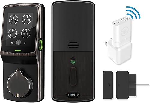 Lockly Secure Pro - Cerradura de puerta inteligente sin llave, con WiFi, Bluetooth, lector de huellas digitales (PGD 728W) Teclado patentado  Lector