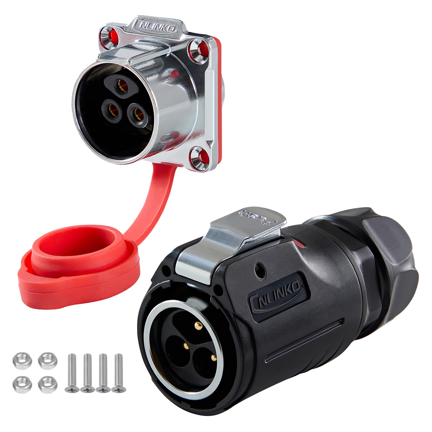 CNLINKO LP12 Connecteurs Cylindriques Étanche, 2 Broches M12 IP68 Coque