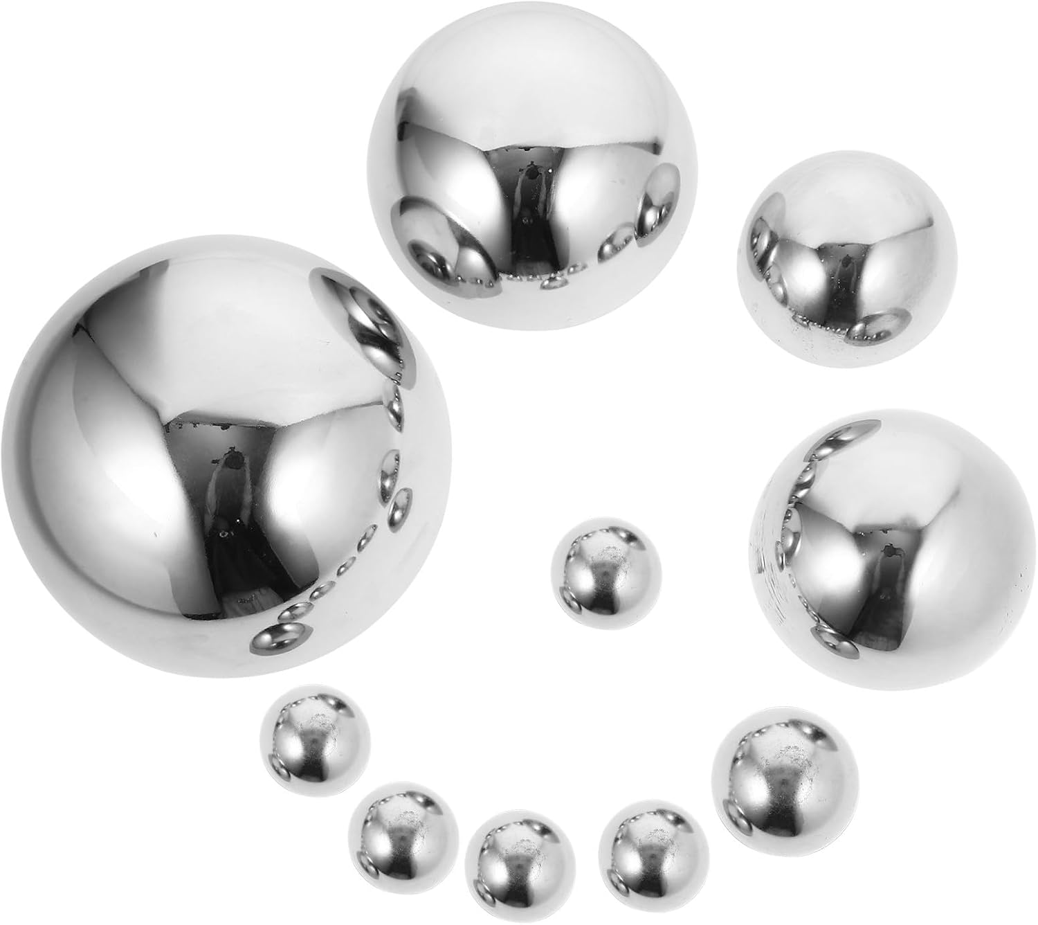 10pcs Stainless Steel Garden Half Gazing Balls Outdoor Reflective Mirror Globe Semispheres for Pond and Pool Decor with Polished Smooth Surface (38mm-160mm)